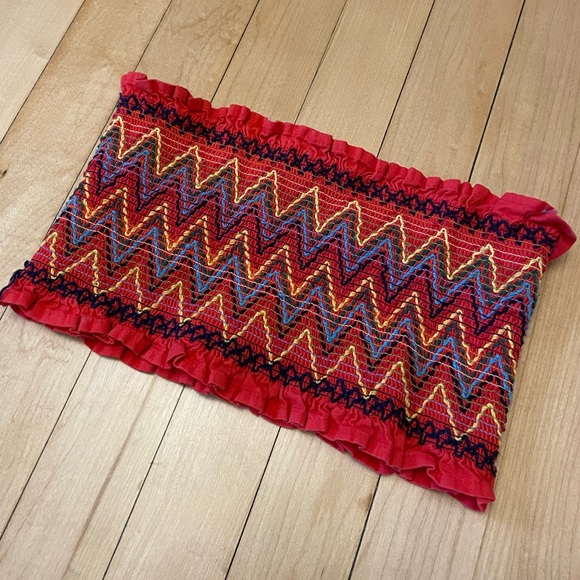 Zig Zag Colorful Pattern Ruffle Tub Top Bandeau - Picture 3 of 5